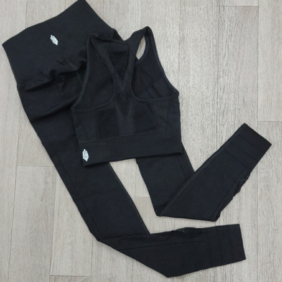 Free People Running Through My Mind Black Large Legging & Top Set Large - Picture 3 of 5